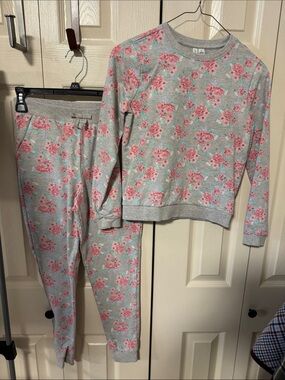 Kids Floral Grey Pink jogger Set Janie and Jack